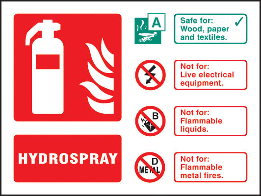 Hydrospray Extinguisher Identification Sign