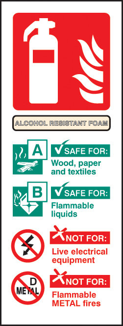Alcohol Resistant Foam Identification Sign