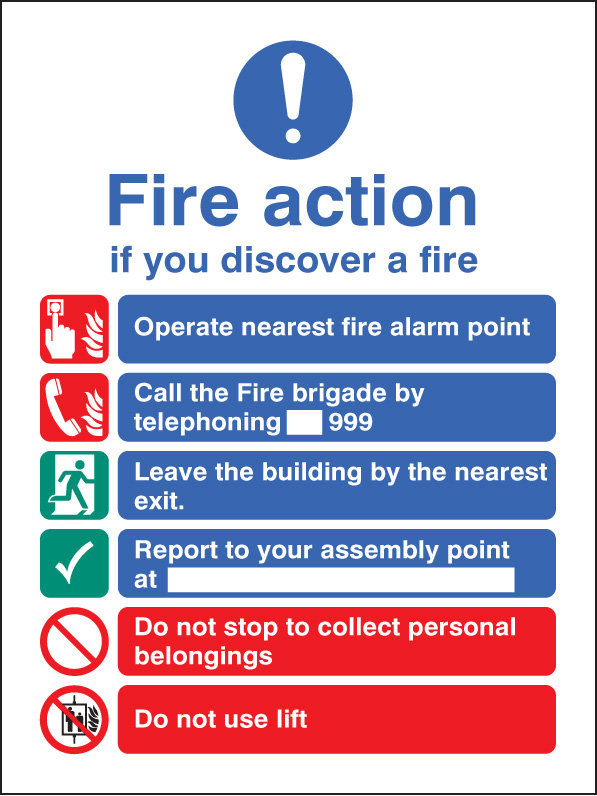 New EEC Fire Action (Manual Call 999) Sign