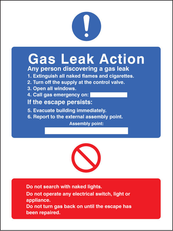 Gas Leak Action Sign