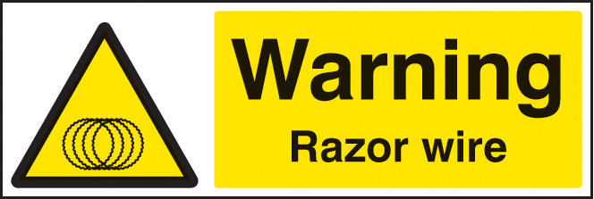 Warning Razor Wire Sign