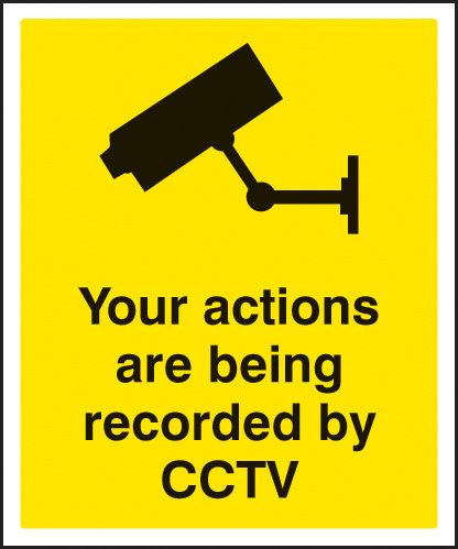 Your Actions Are Being Recorded By CCTV Sign