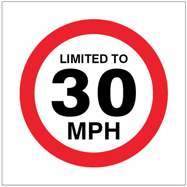 Limited To 30mph Sign