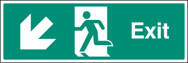 Exit - Down And Left Sign - Fire safety Sign