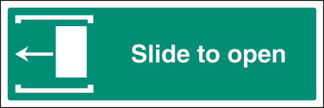 Slide To Open Left Sign - Fire Safety Sign