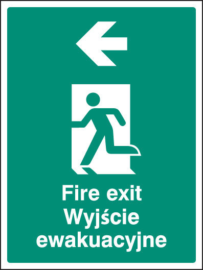 Fire Exit Arrow Left (English/Polish) Sign