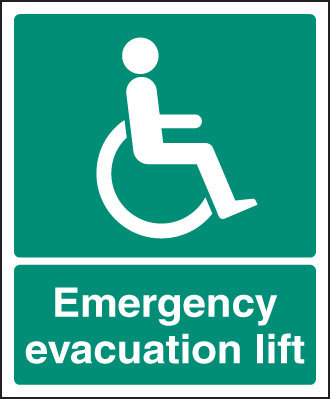 Emergency Evacuation Lift Sign - Fire Safety Sign