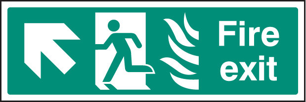 Fire Exit - Arrow Up Left HTM Sign - Fire Safety Sign