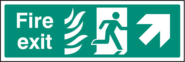 Fire Exit - Arrow Up Right HTM Sign - Fire Safety Sign