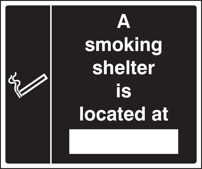 Smoking Shelter Located At (White/Black) Sign