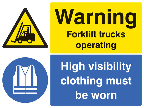 Warning Forklift Trucks Operating High Visibility Clothing Must Be Worn Beyond This Point Sign