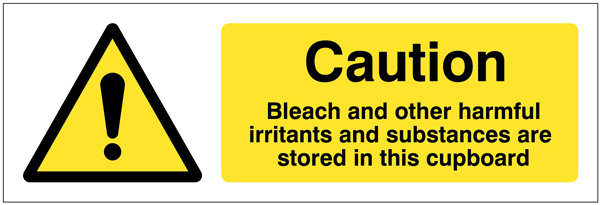 Caution Bleach And Other Harmful Irritants And Substances Are Stored In This Cupboard