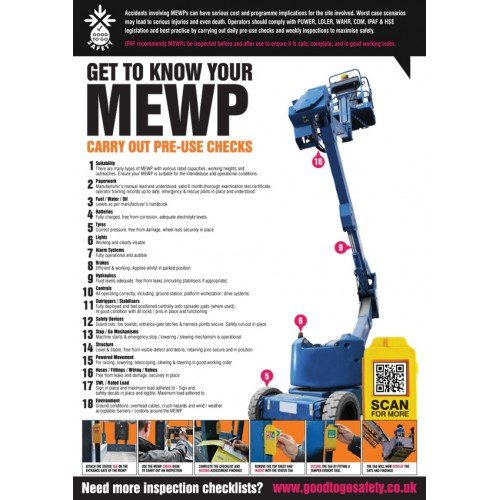 GTG MEWP Inspection Poster 420x594mm Synthetic Paper