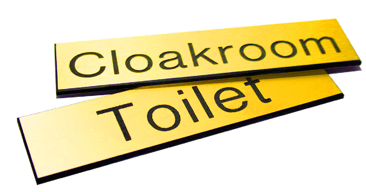 Engraved Sign With Adhesive Backing - 35x70mm Black Text On Yellow