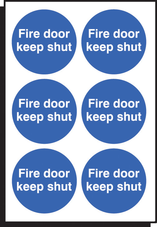 Fire Door Keep Shut 65mm Dia - Sheet Of 6
