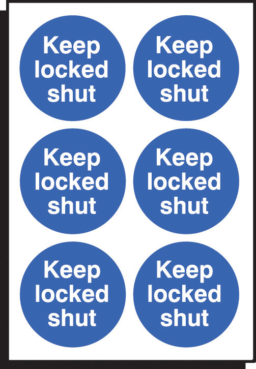 Keep Locked Shut 65mm Dia - Sheet Of 6