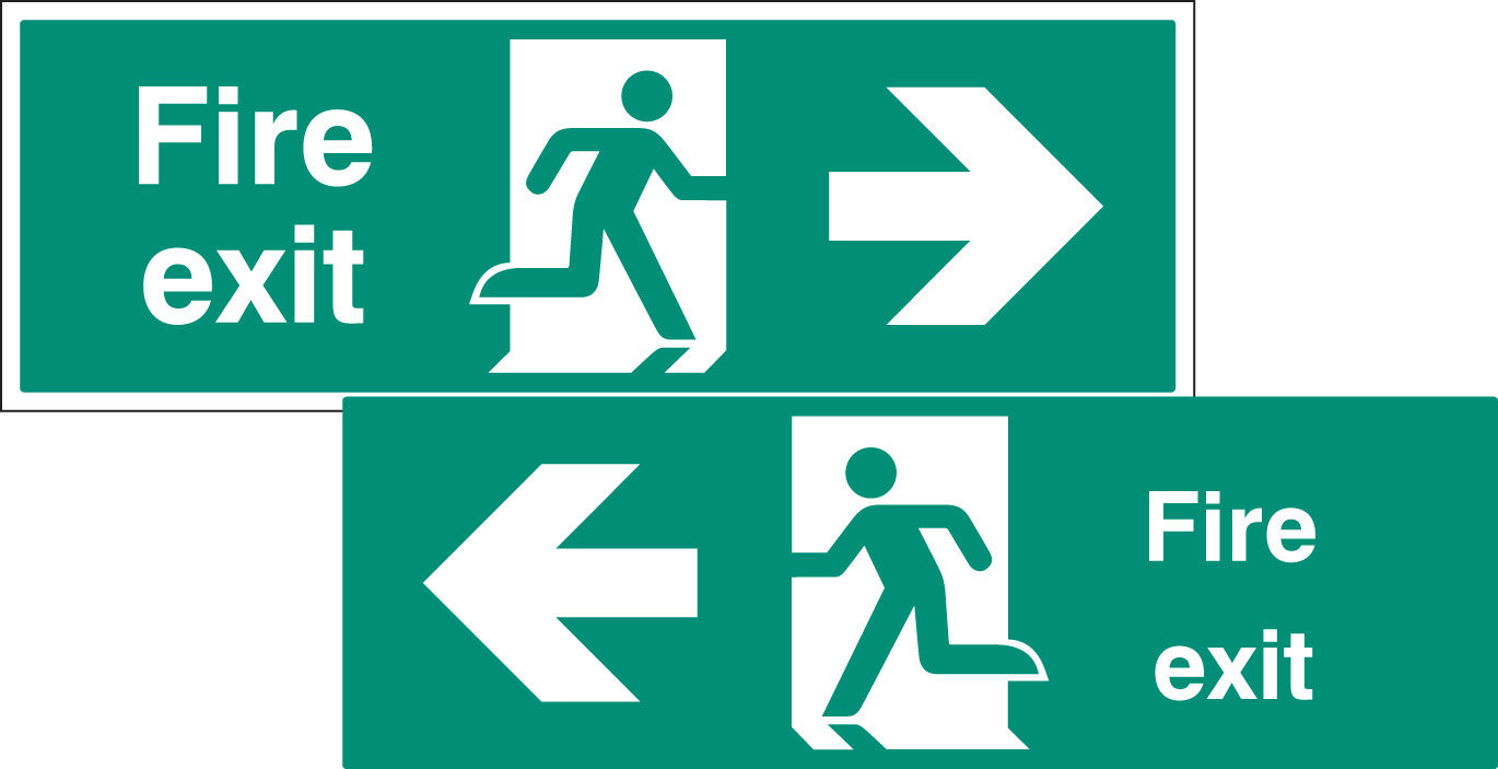 Fire Exit Double Sided With Arrow 1200x400mm 5mm Rigid Sign