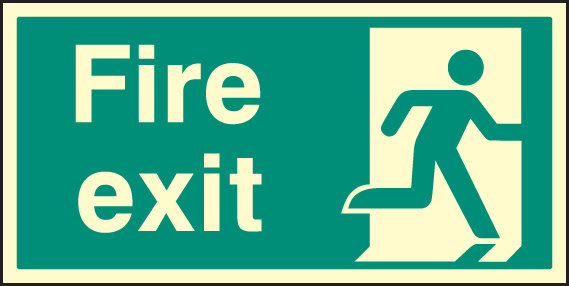 Fire Exit Right Single Sided 800x400mm Photoluminescent Sign - Fire safety Sign