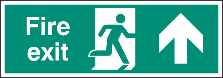 Fire Exit Up Single Sided 1200x400mm 5mm Rigid Sign - Fire safety Sign