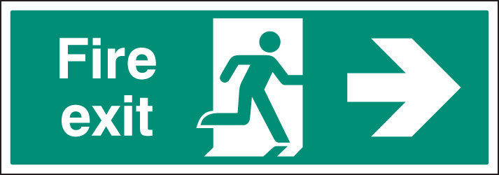 Fire Exit Right Single Sided 1200x400mm 5mm Rigid Sign - Fire safety Sign