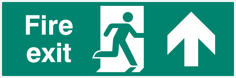 Fire Exit Double Sided With Arrow Up 1200x400mm 5mm Rigid Sign
