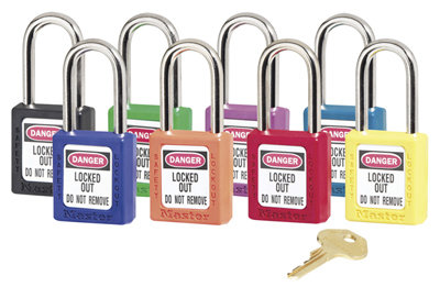 Safety Lockout Padlock, Keyed Different, Red