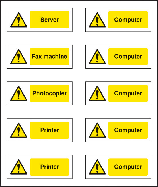 Office Labels (Various Machinery) Sheet Of 10 Labels 40x18mm