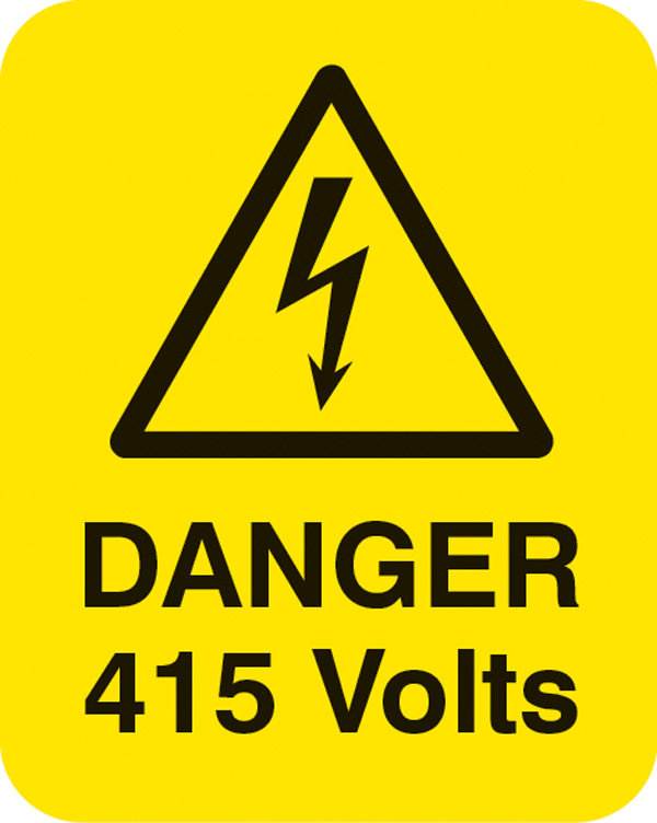 Danger 415 Volts Sheet Of 25 Labels 40x50mm