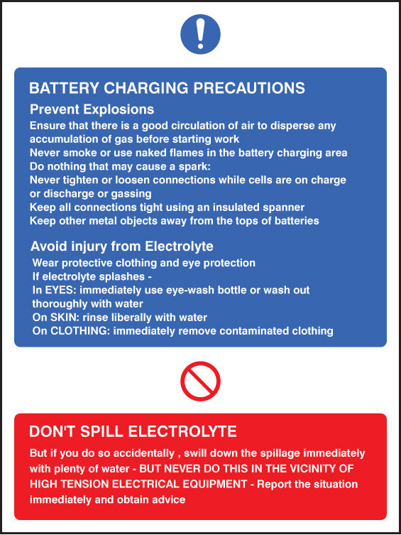Battery Charging Precautions Sign