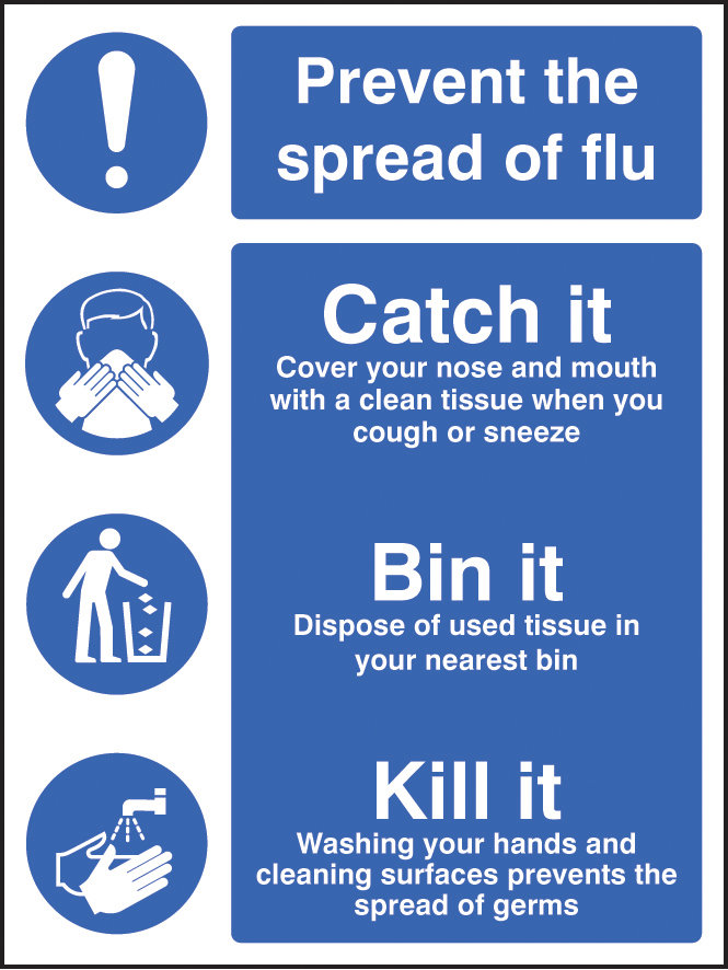 Prevent The Spread Of Flu - Catch It Bin It Kill It Sign