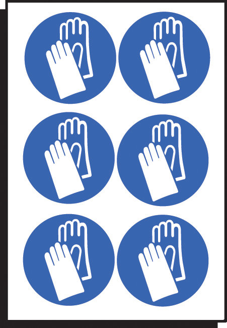 Hand Protection Symbol 100mm Dia - Sheet Of 6