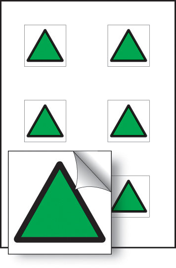 Green Triangle Vibration Safety 25x25mm - Sheet Of 6 Self Adhesive