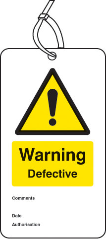 Warning Defective Double Sided Safety Tags (Pack Of 10)
