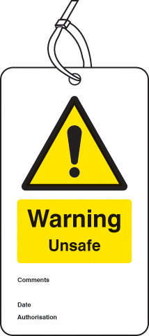 Warning Unsafe Double Sided Safety Tags (Pack Of 10)
