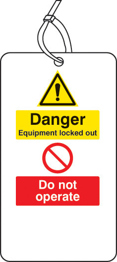 Lockout tag - danger equipment locked out do not operate Pk Of 10