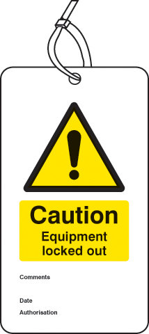 Lockout Tag - Caution Equipment Locked Out (80x150mm) Pk Of 10