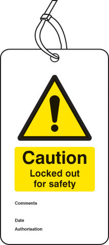 Lockout Tag - Caution Locked Out For Safety (80x150mm) Pk Of 10