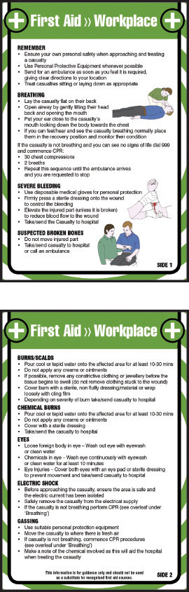 First Aid Workplace 80x120mm Pocket Guide Sign
