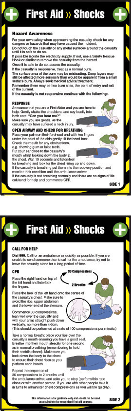 First Aid Shocks 80x120mm Pocket Guide Sign