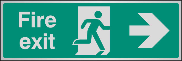 Fire Exit Arrow Right Aluminium 300x100mm Sign - Fire safety Sign
