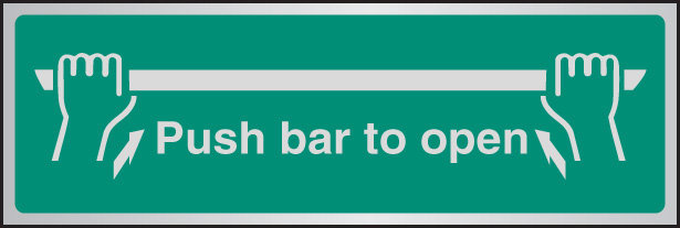 Push Bar To Open Aluminium 300x100mm Sign - Fire Safety Sign