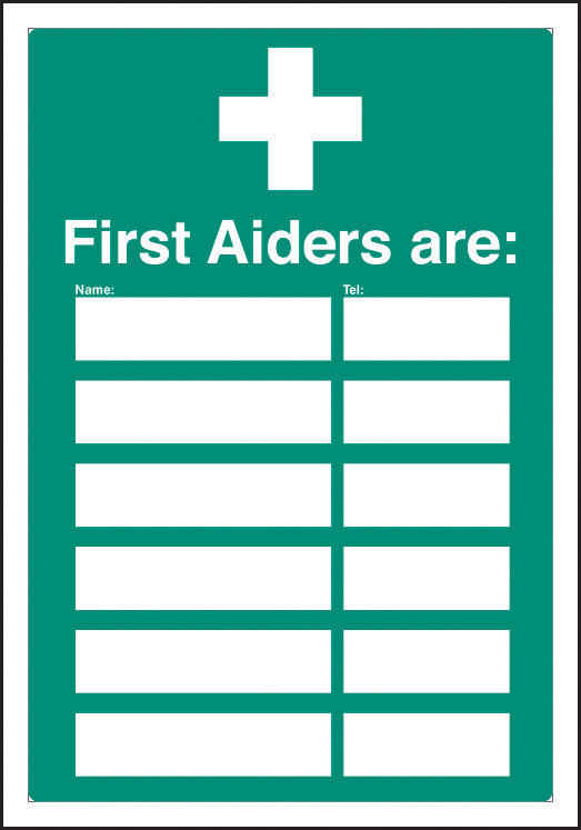 First Aiders Are (Space For 6) Adapt-A-Sign 215x310mm (UK) | Warning