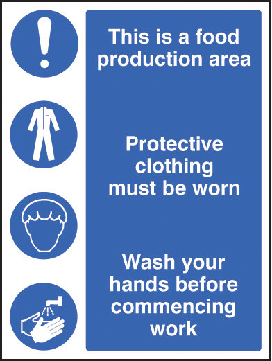 Food Production Area/Protective Clothing/Wash Hands Sign
