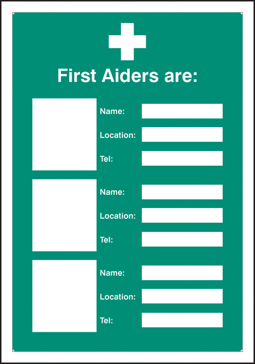 First Aiders Are (Space For 3) Adapt-A-Sign 215x310mm