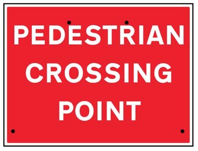 Pedestrian Crossing Point, 600x450mm Re-Flex Sign (3mm Reflective Polypropylene)
