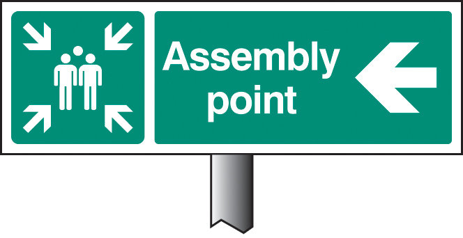 Assembly Point Left Verge Sign 450x150mm (Post 800mm)