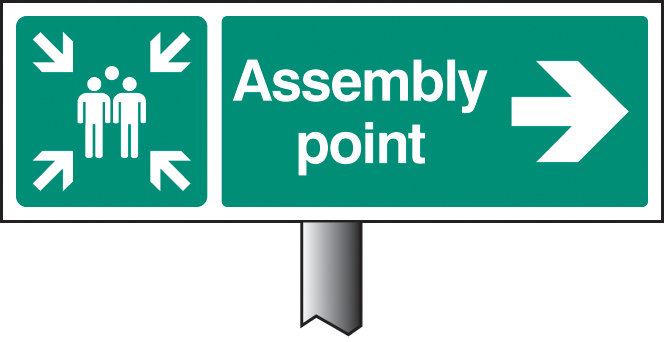 Assembly Point Right Verge Sign 450x150mm (Post 800mm)