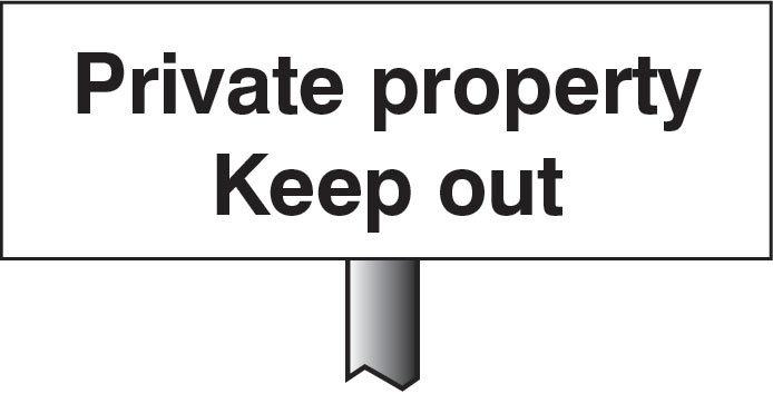Verge Sign - Private Property Keep Out 450x150mm (Post 800mm)