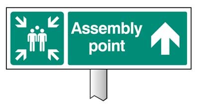 Verge Sign - Assembly Point Straight On 450x150mm (Post 800mm)