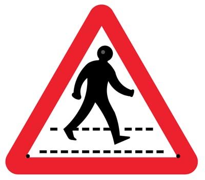 Pedestrian Crossing 750mm Triangle Re-Flex Sign (3mm Reflective Polypropylene)